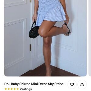White Fox Boutique Blue and White Striped Mini Dress